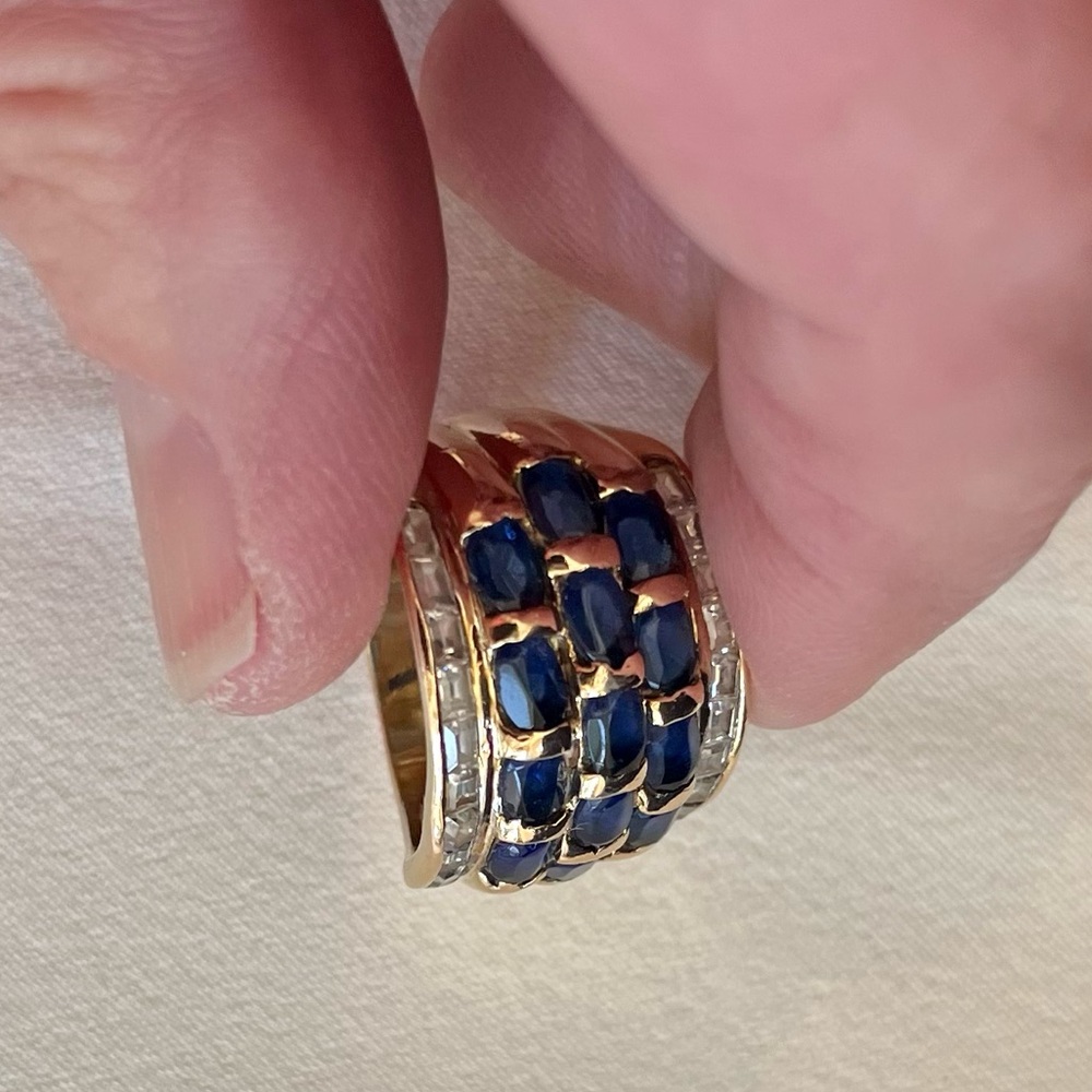 Sapphire and CZ Cocktail Ring - Picture 6 of 16
